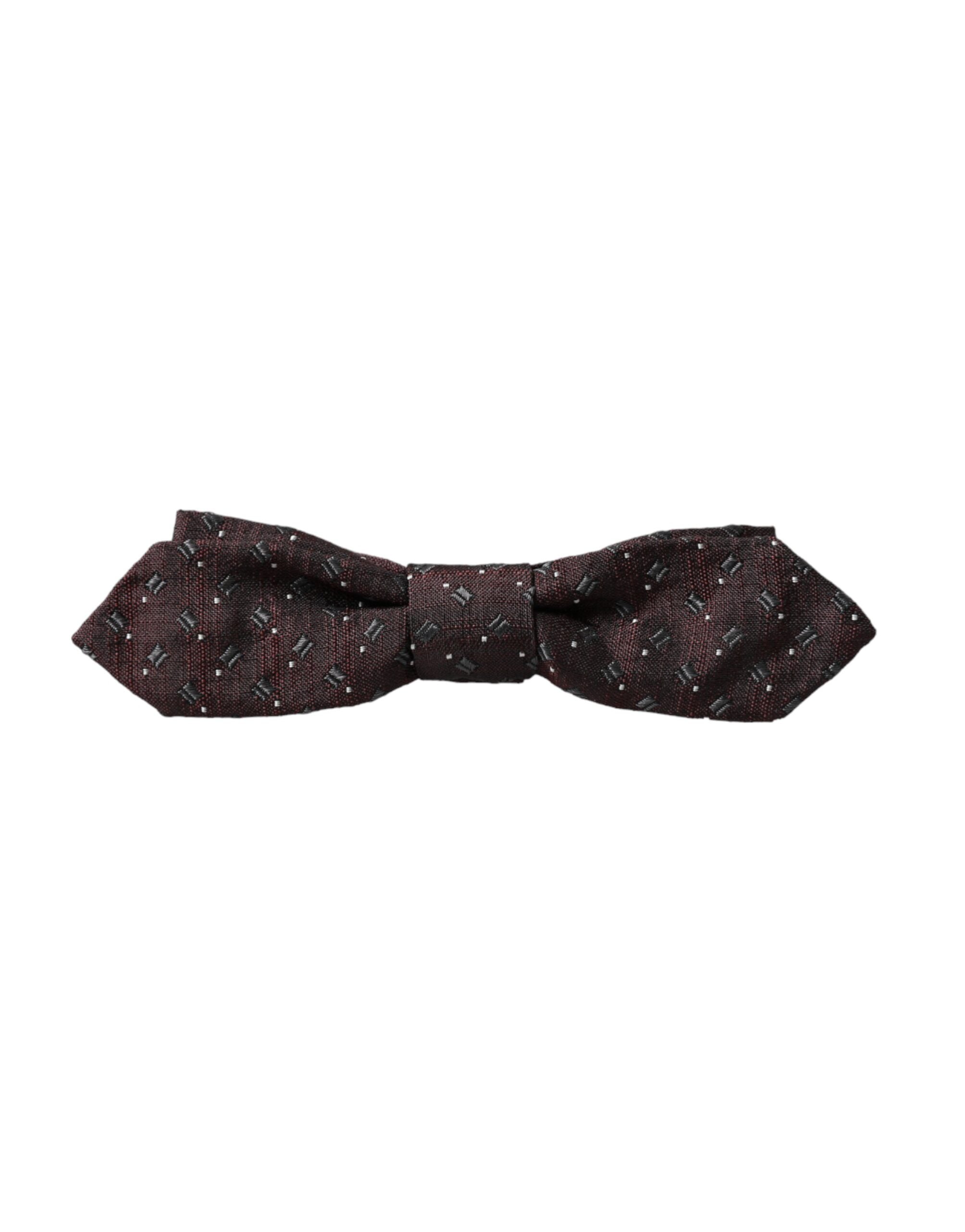 Dolce & Gabbana Chestnut Brown Patterned Silk Bow Tie with Adjustable Neck Papillon
