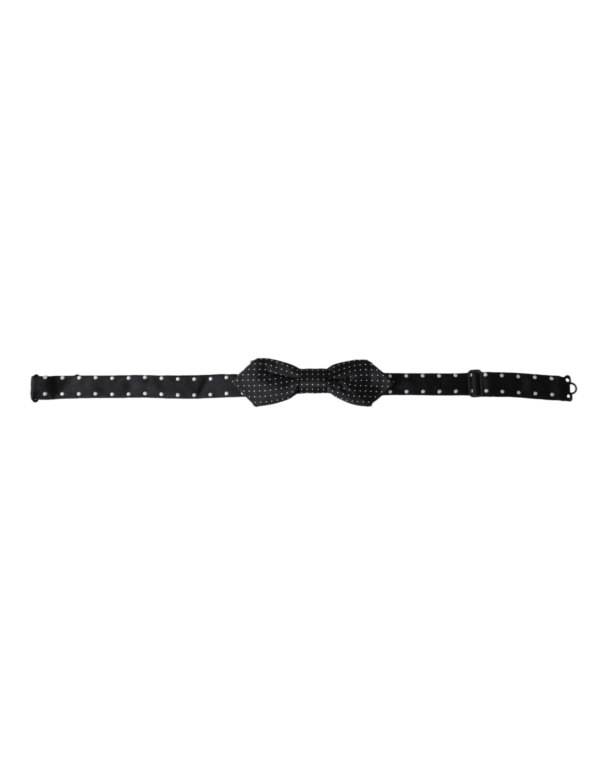 Dolce & Gabbana Black Silk Polka Dot Adjustable Neck Men's Bow Tie