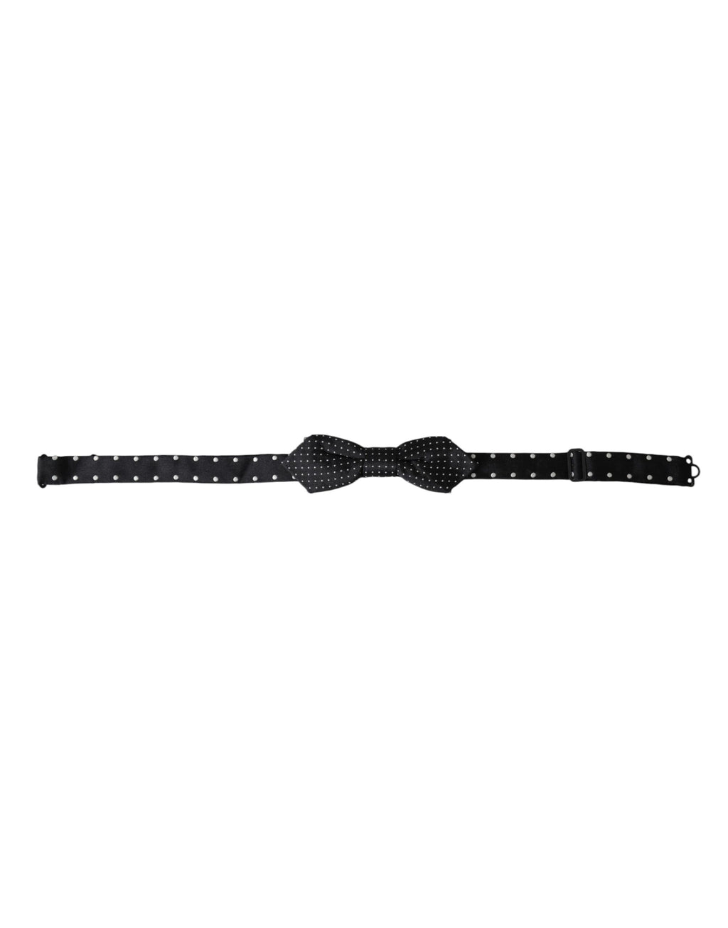 Dolce & Gabbana Black Silk Polka Dot Adjustable Neck Men's Bow Tie