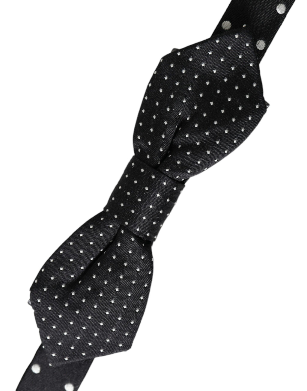 Dolce & Gabbana Black Silk Polka Dot Adjustable Neck Men's Bow Tie