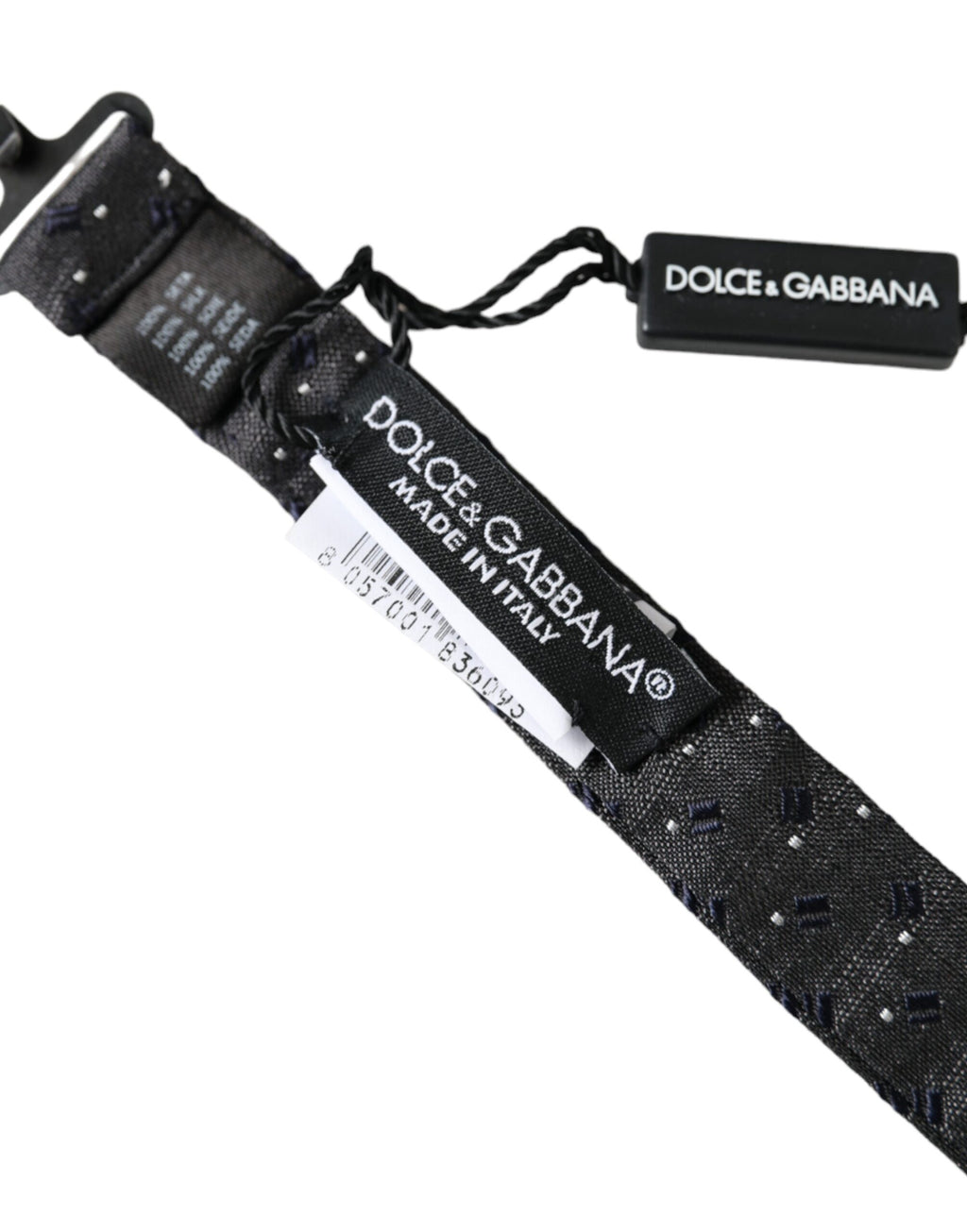Dolce & Gabbana Black Silk Patterned Adjustable Neck Men's Bow Tie
