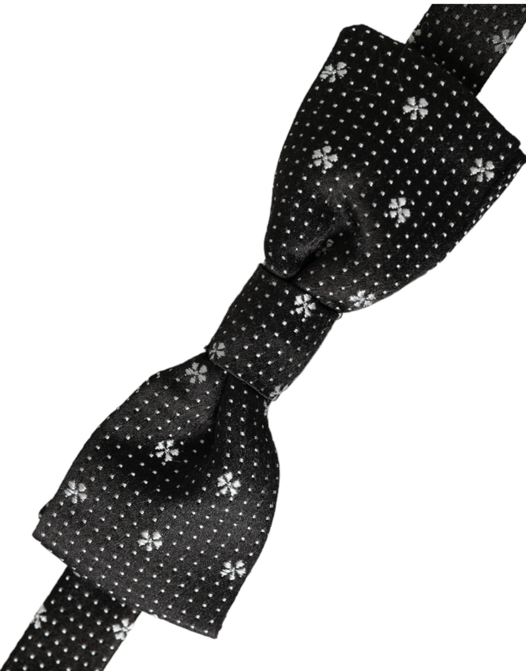 Dolce & Gabbana Black Silk Floral Adjustable Neck Men's Bow Tie