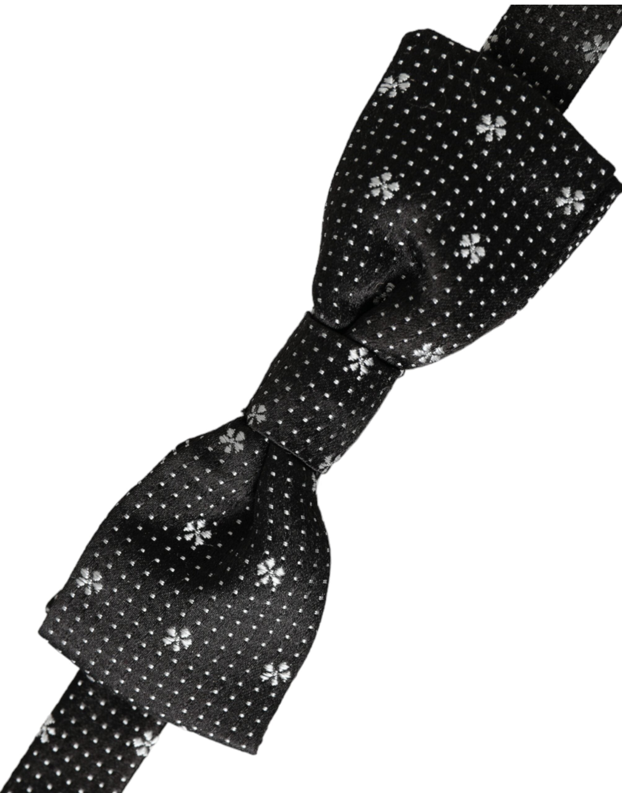 Dolce & Gabbana Black Silk Floral Adjustable Neck Men's Bow Tie