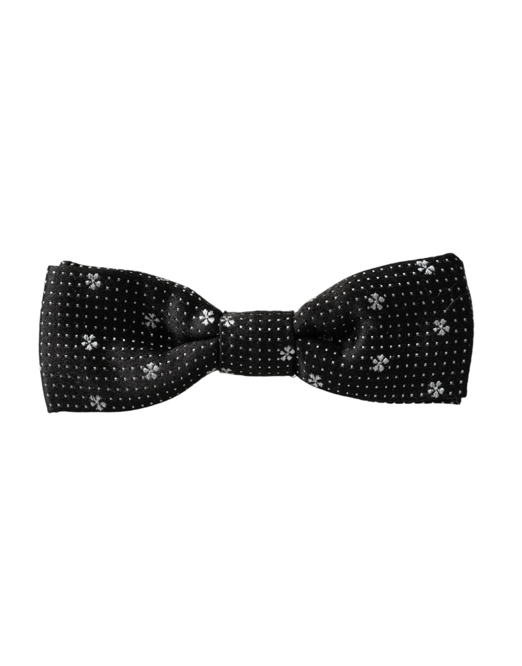 Dolce & Gabbana Black Silk Floral Adjustable Neck Men's Bow Tie