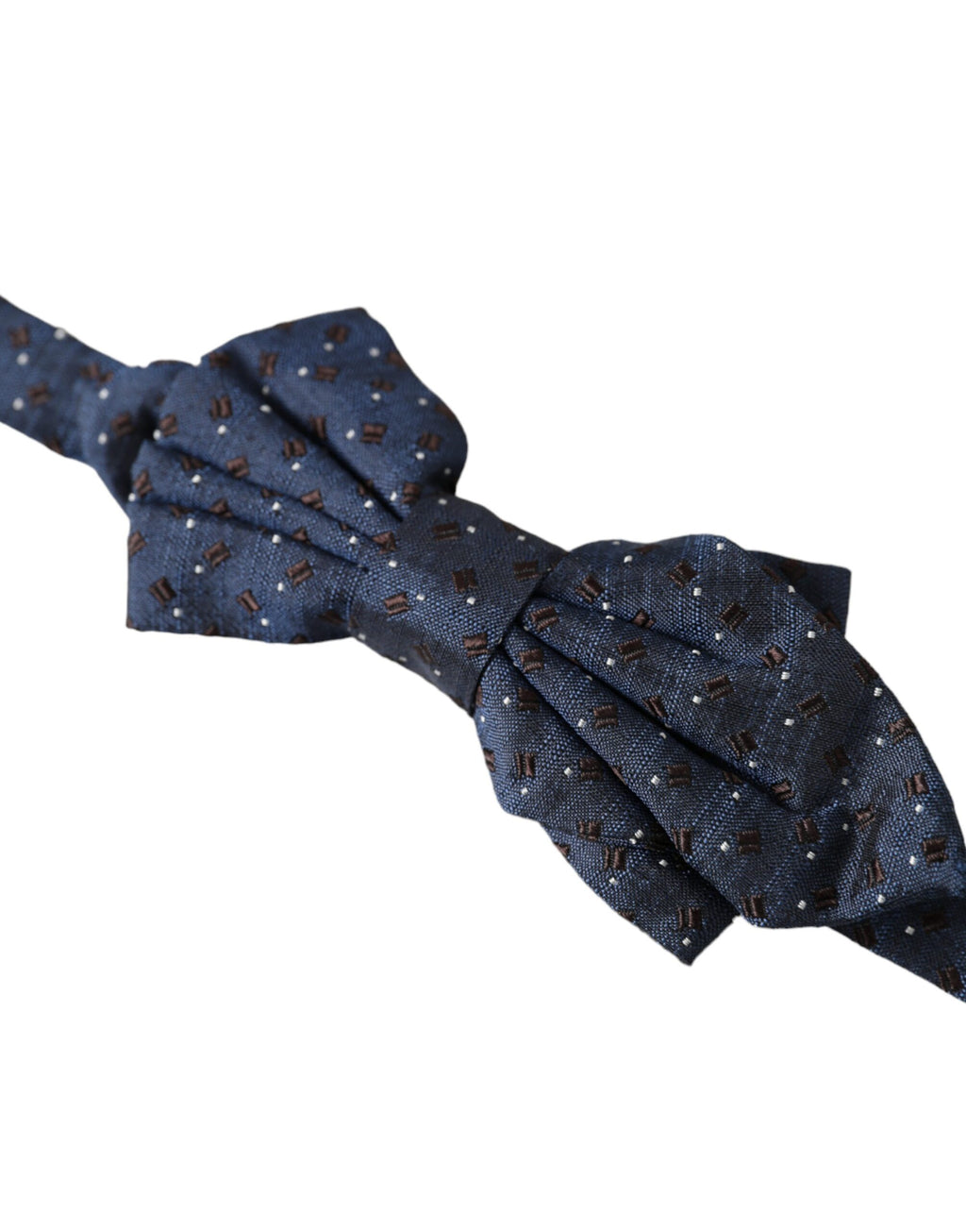 Dolce & Gabbana Navy Patterned Silk Bow Tie, Adjustable, Men's Papillon Bow Tie