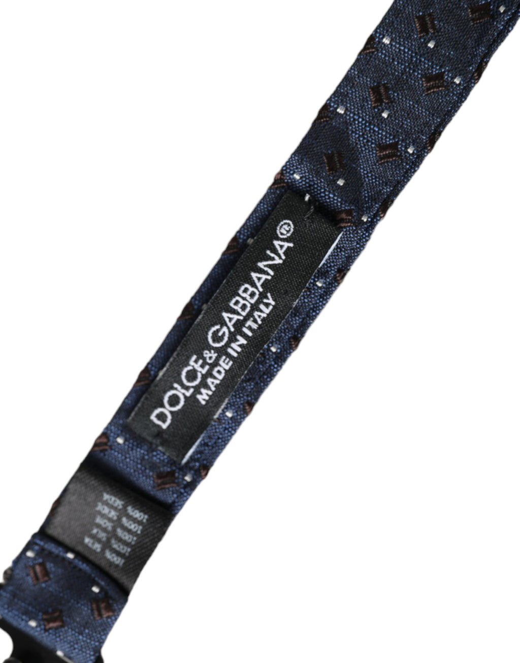 Dolce & Gabbana Navy Patterned Silk Bow Tie, Adjustable, Men's Papillon Bow Tie