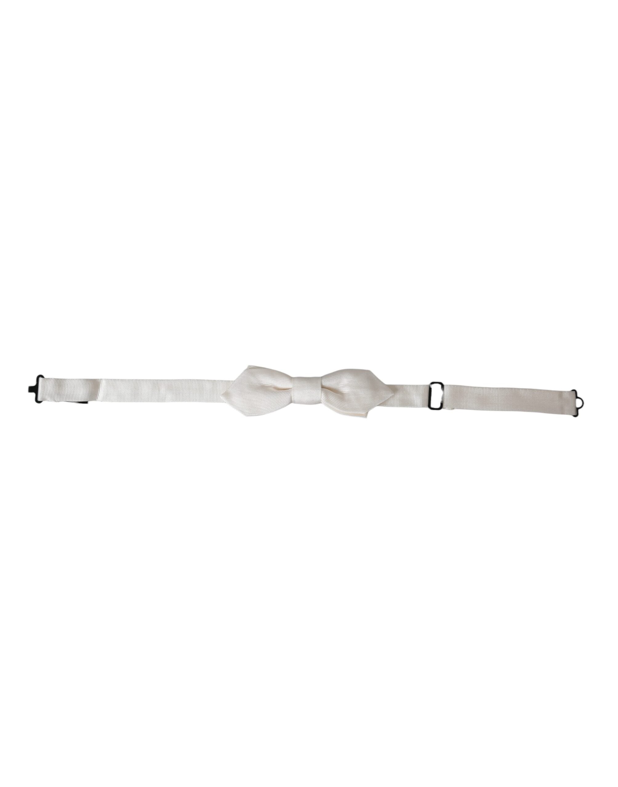 Dolce & Gabbana White Silk Adjustable Neck Men's Bow Tie