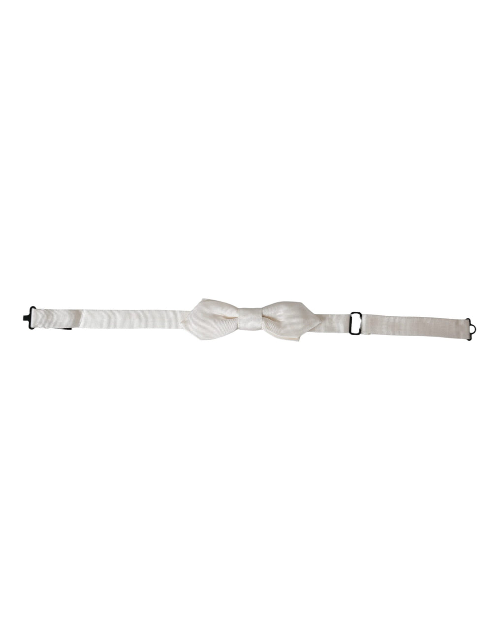 Dolce & Gabbana White Silk Adjustable Neck Men's Bow Tie