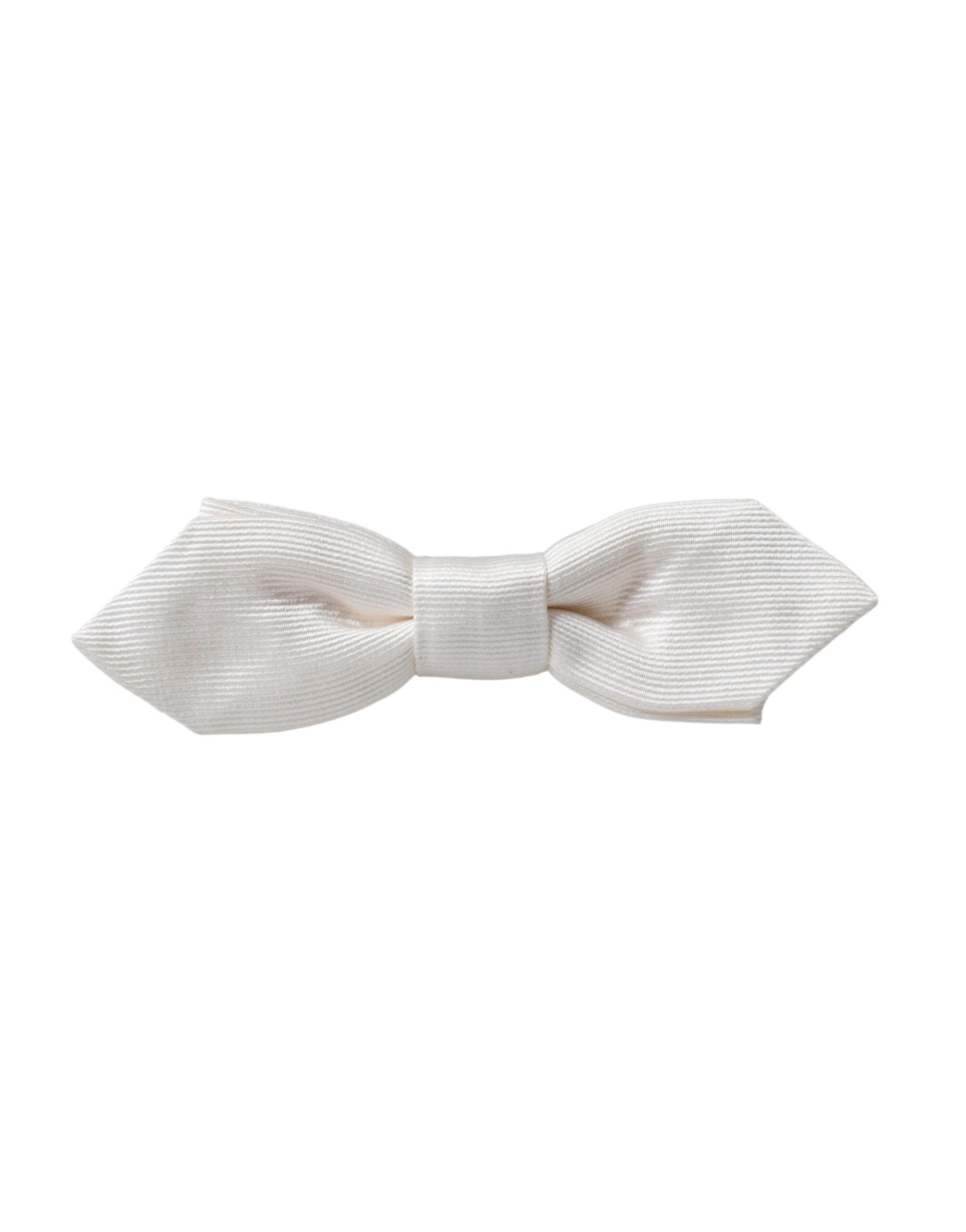Dolce & Gabbana White Silk Adjustable Neck Men's Bow Tie