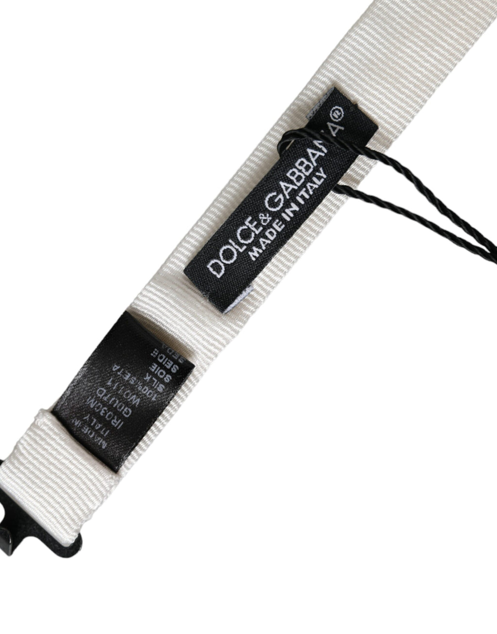 Dolce & Gabbana White Silk Adjustable Neck Men's Bow Tie