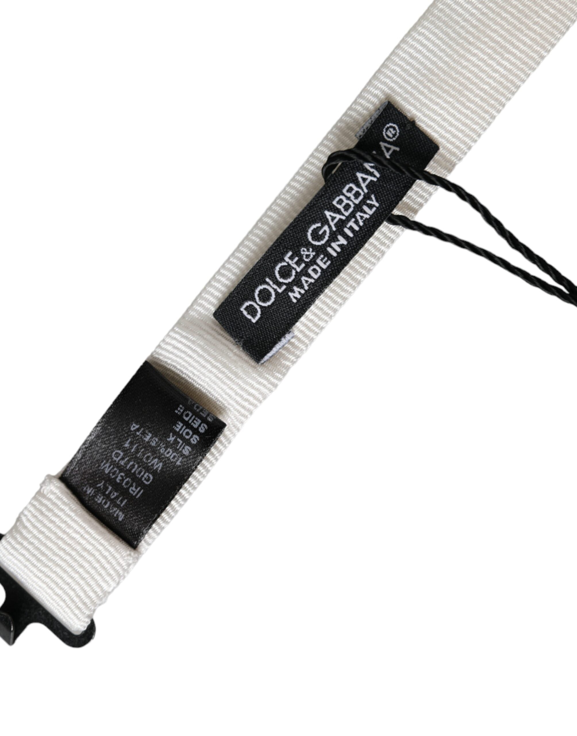 Dolce & Gabbana White Silk Adjustable Neck Men's Bow Tie