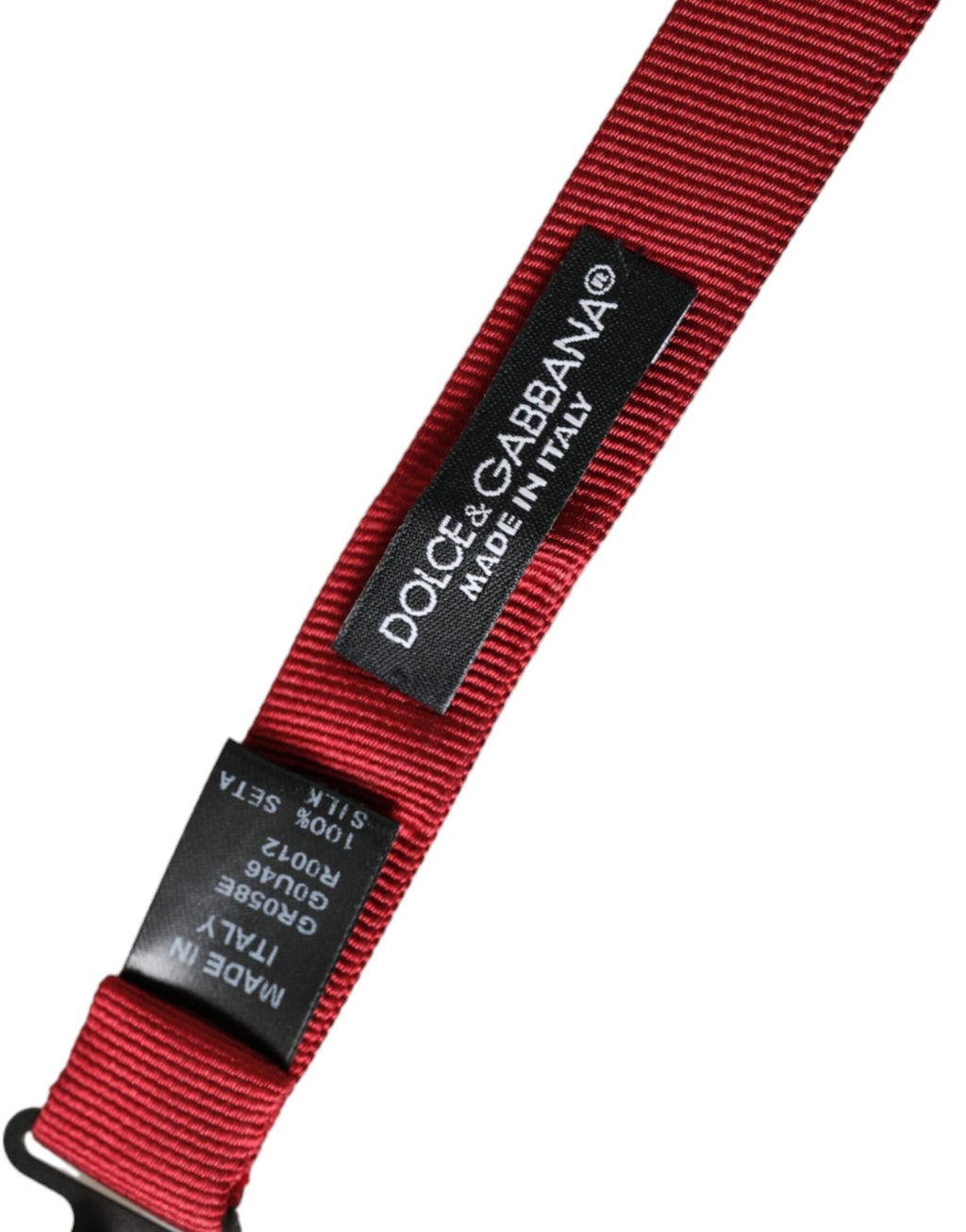 Dolce & Gabbana Red Silk Jacquard Adjustable Neck Men's Bow Tie