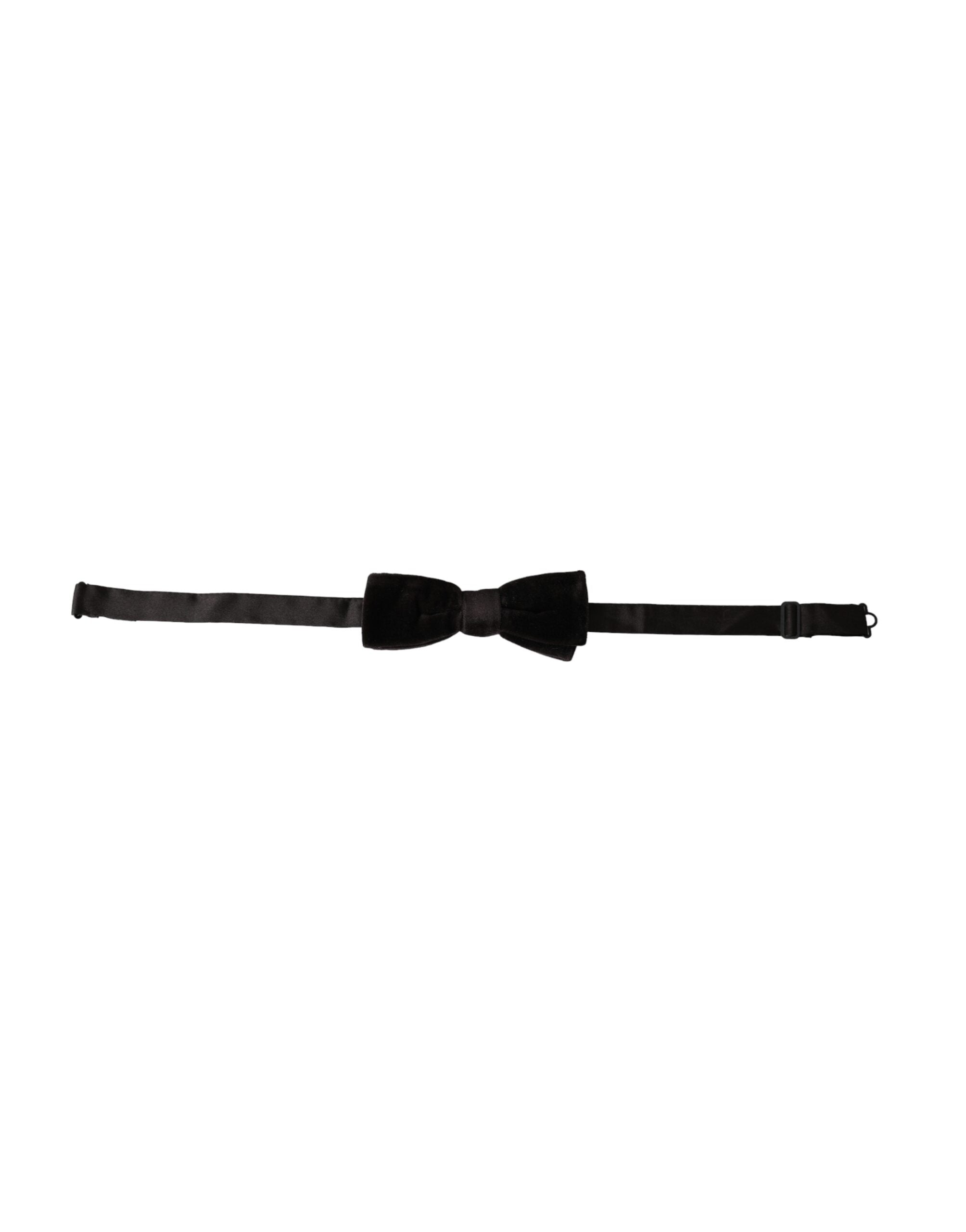 Dolce & Gabbana Black Velvet Cotton Adjustable Neck Men's Bow Tie