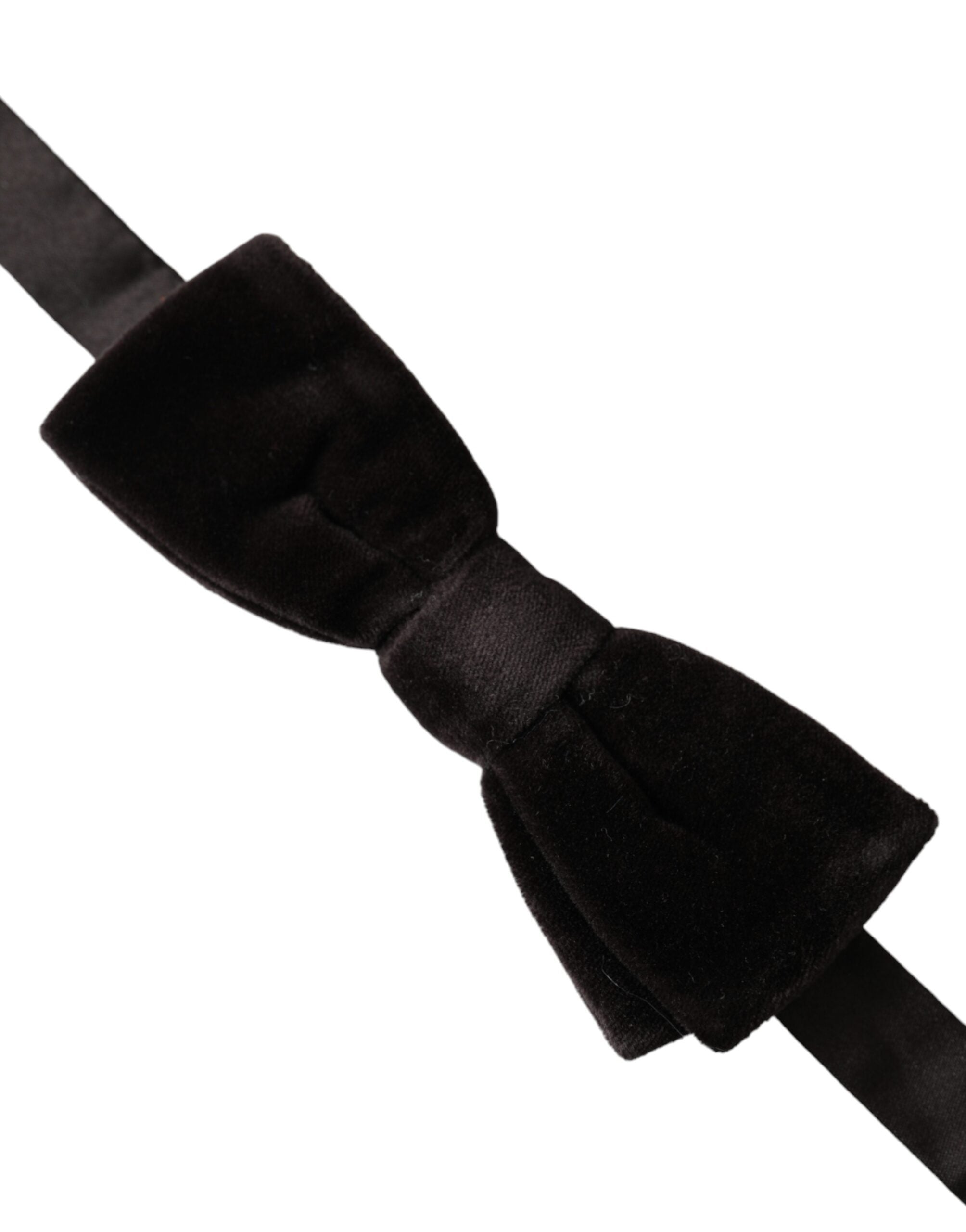 Dolce & Gabbana Black Velvet Cotton Adjustable Neck Men's Bow Tie