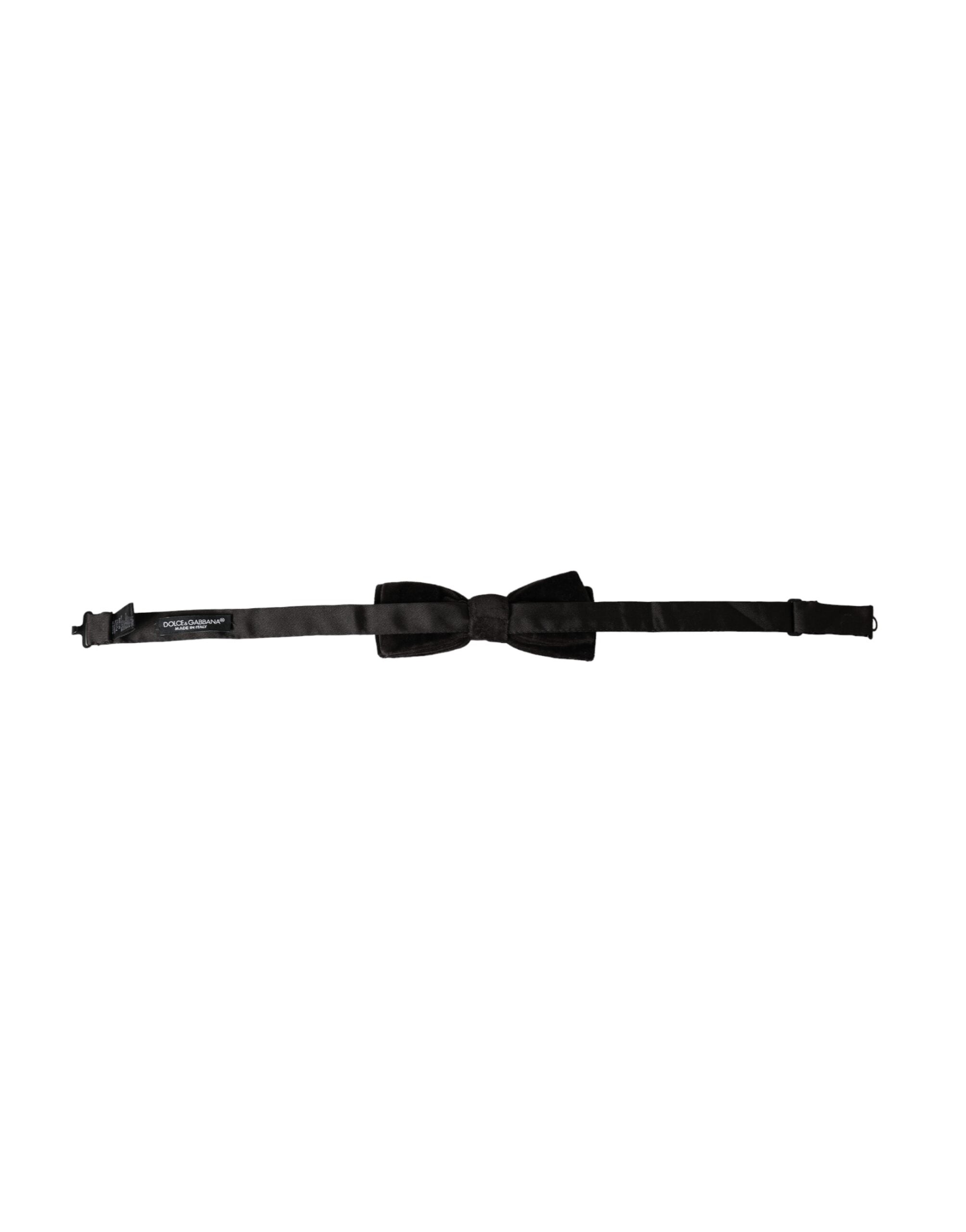 Dolce & Gabbana Black Velvet Cotton Adjustable Neck Men's Bow Tie
