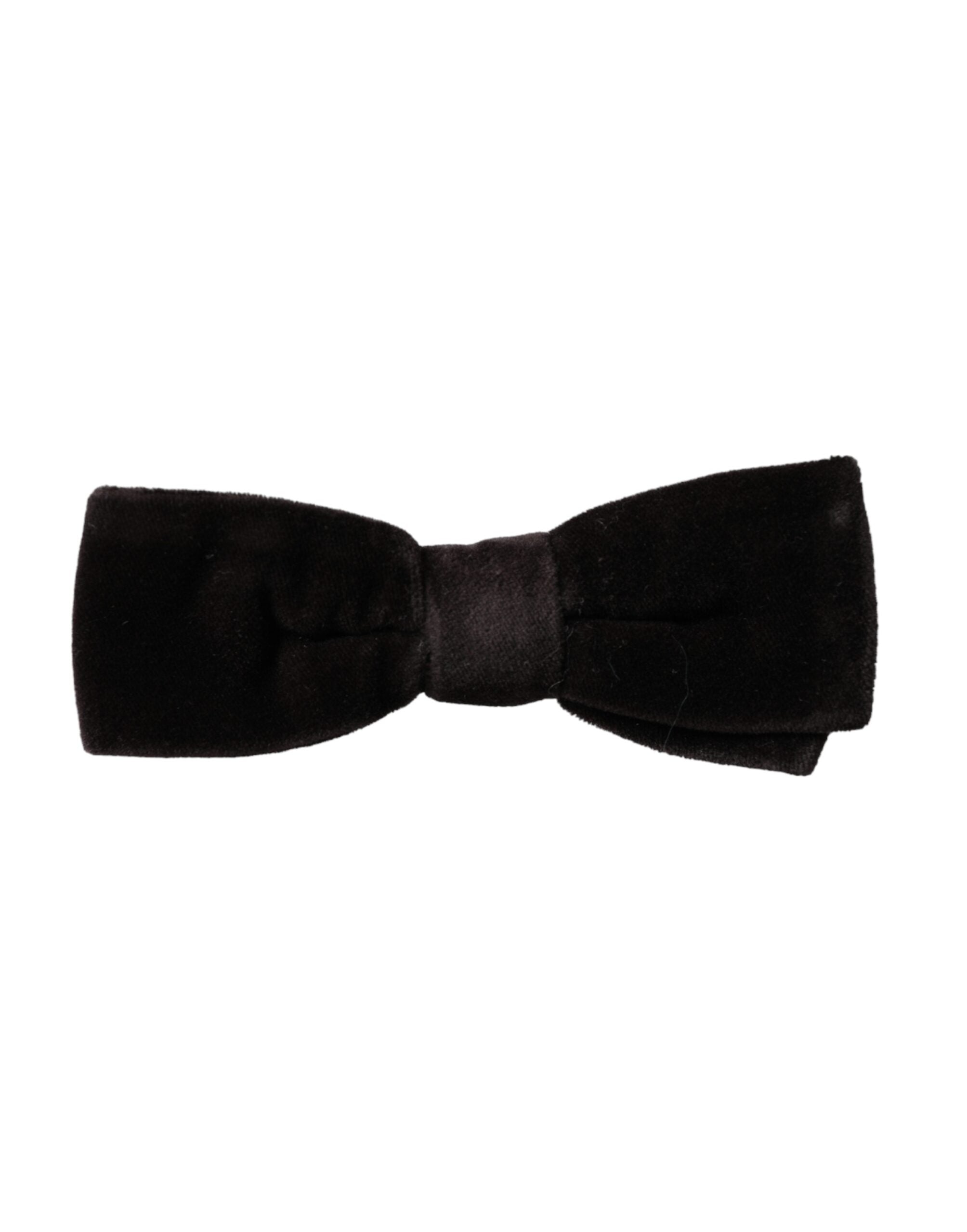 Dolce & Gabbana Black Velvet Cotton Adjustable Neck Men's Bow Tie