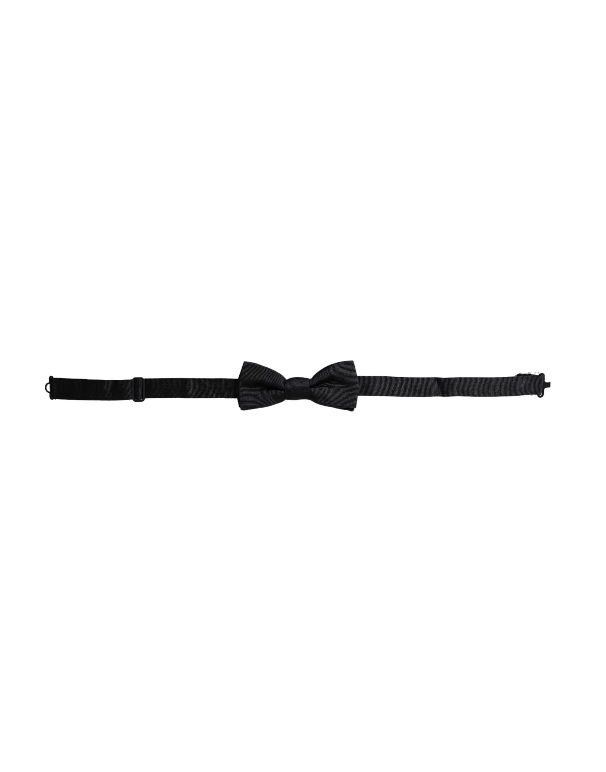 Dolce & Gabbana Black Silk Adjustable Neck Men's Bow Tie