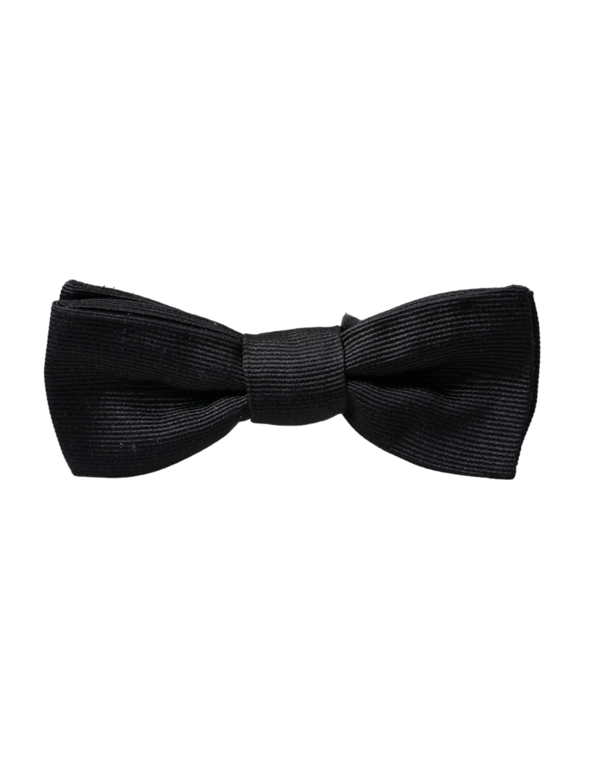 Dolce & Gabbana Black Silk Adjustable Neck Men's Bow Tie