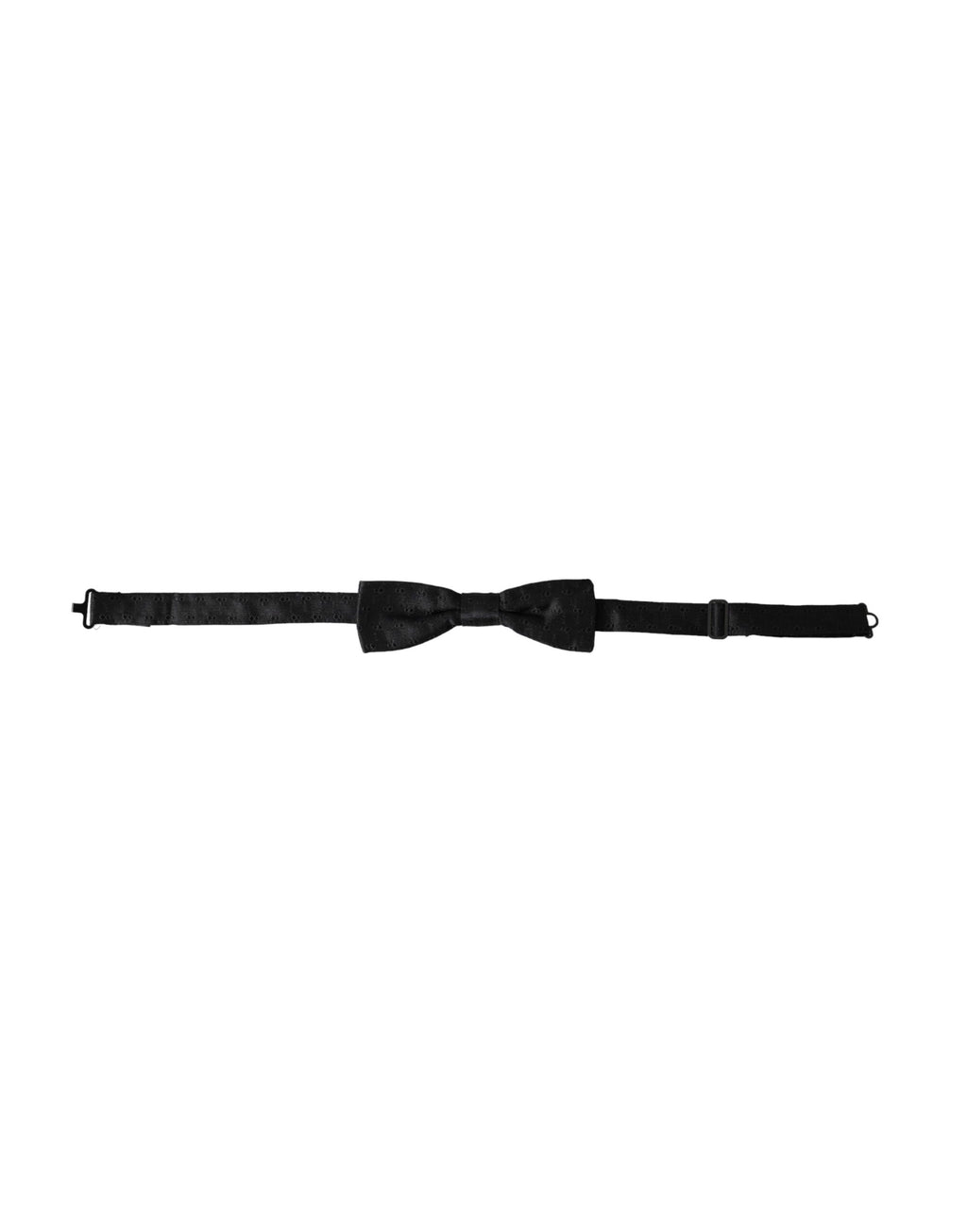 Dolce & Gabbana Black Silk Patterned Adjustable Neck Men's Bow Tie