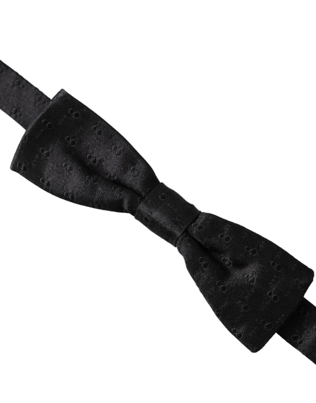 Dolce & Gabbana Black Silk Patterned Adjustable Neck Men's Bow Tie