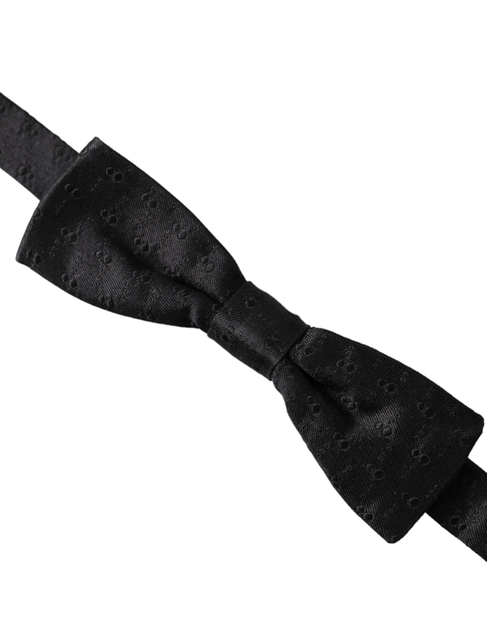 Dolce & Gabbana Black Silk Patterned Adjustable Neck Men's Bow Tie