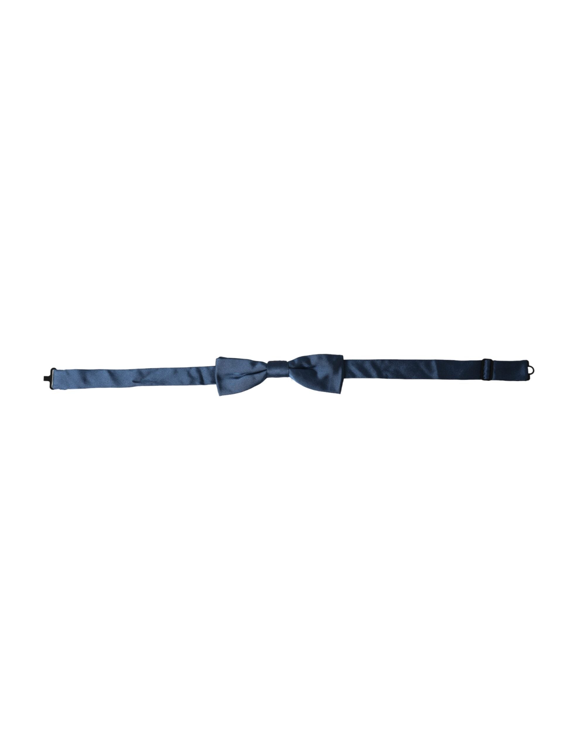 Dolce & Gabbana Blue Satin Silk Adjustable Neck Men's Bow Tie