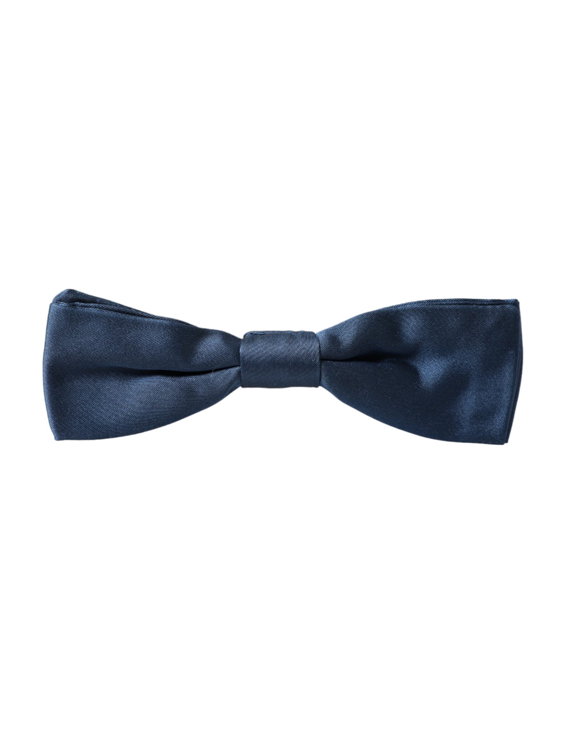 Dolce & Gabbana Blue Satin Silk Adjustable Neck Men's Bow Tie