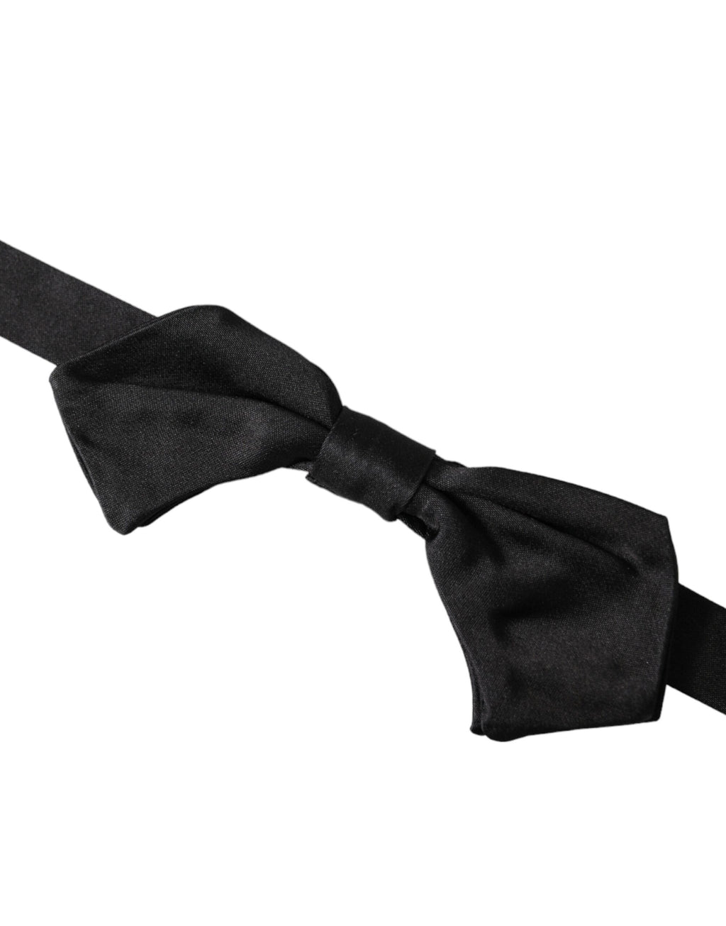 Dolce & Gabbana Black Satin Silk Adjustable Neck Men's Bow Tie
