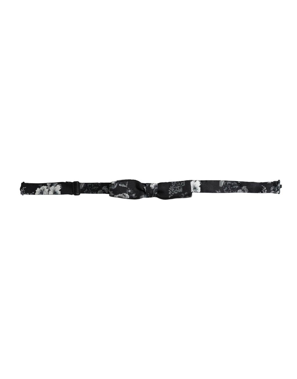 Dolce & Gabbana Black Floral Silk Adjustable Neck Men's Bow Tie