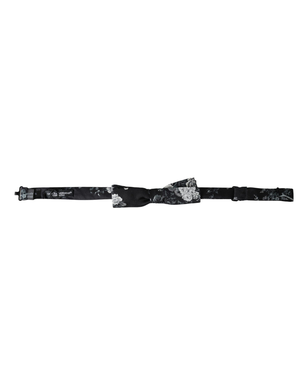 Dolce & Gabbana Black Floral Silk Adjustable Neck Men's Bow Tie