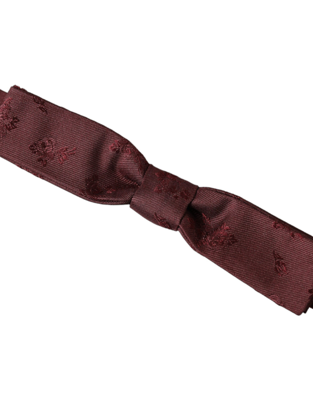 Dolce & Gabbana Maroon Floral Silk Adjustable Neck Men's Bow Tie
