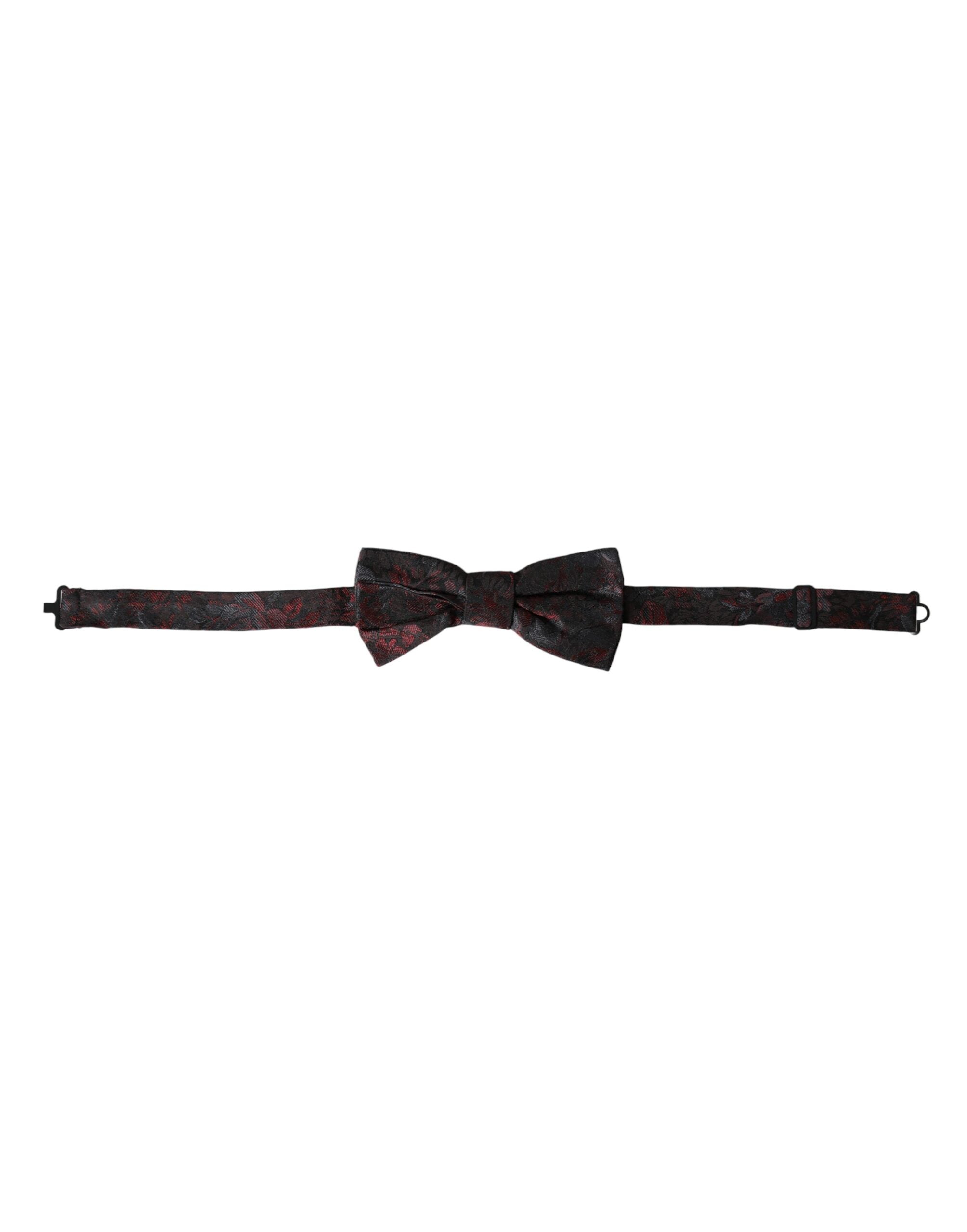 Dolce & Gabbana Red Black Floral Adjustable Neck Men's Bow Tie