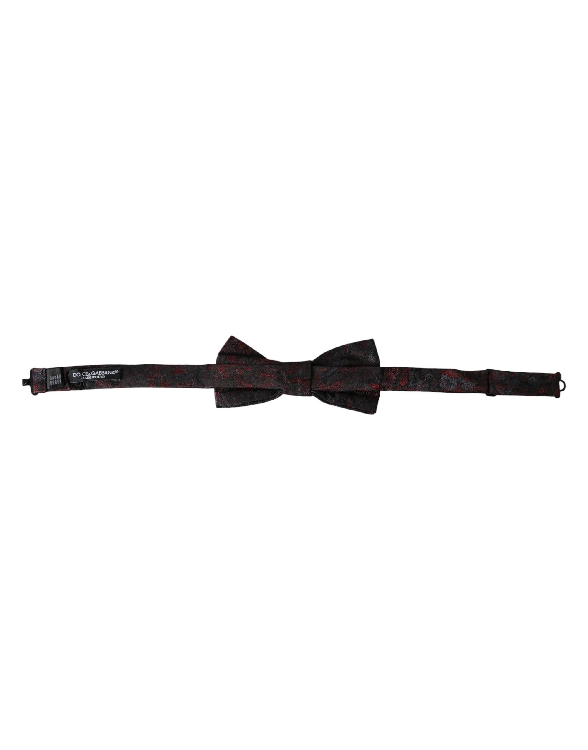 Dolce & Gabbana Red Black Floral Adjustable Neck Men's Bow Tie