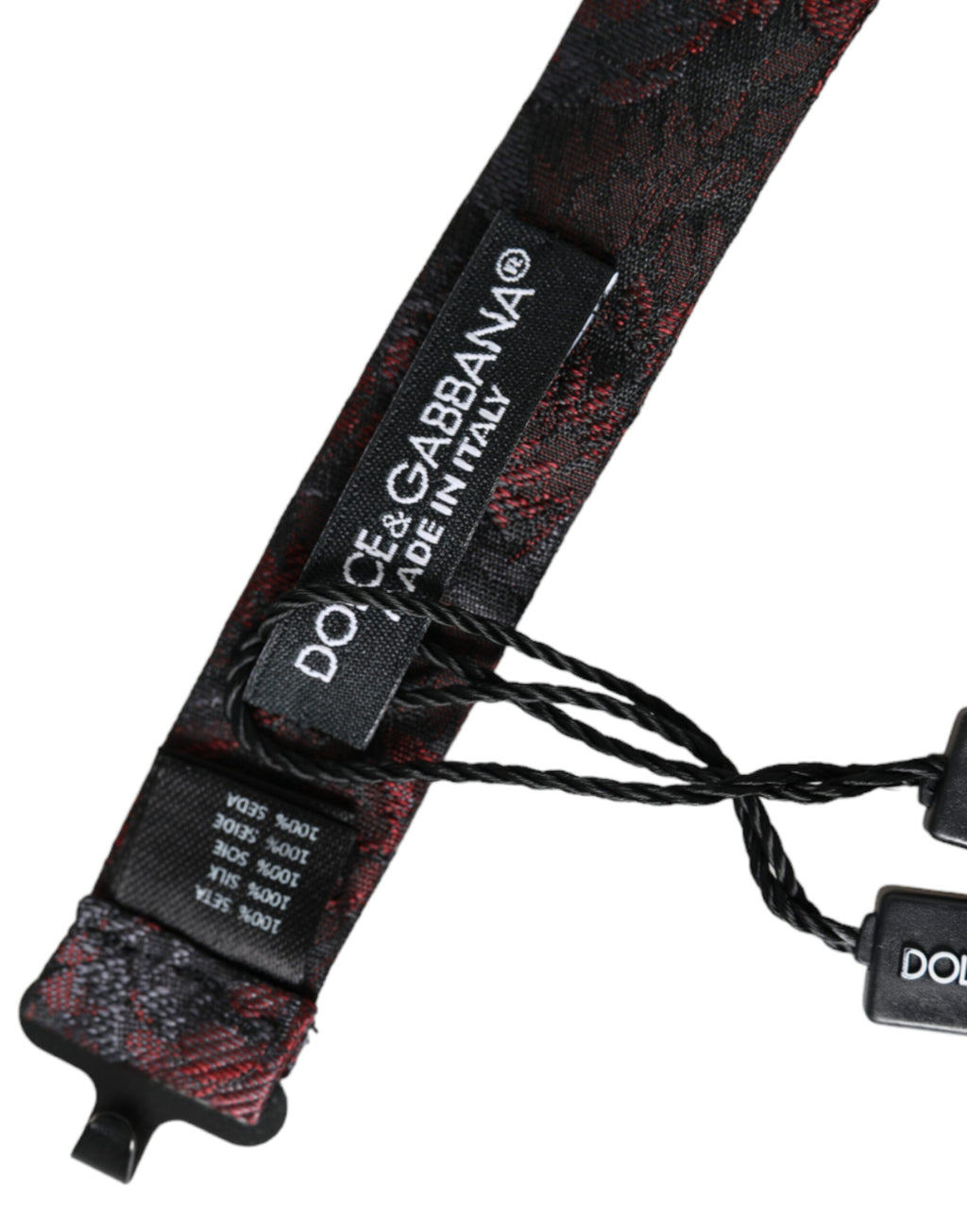 Dolce & Gabbana Red Black Floral Adjustable Neck Men's Bow Tie