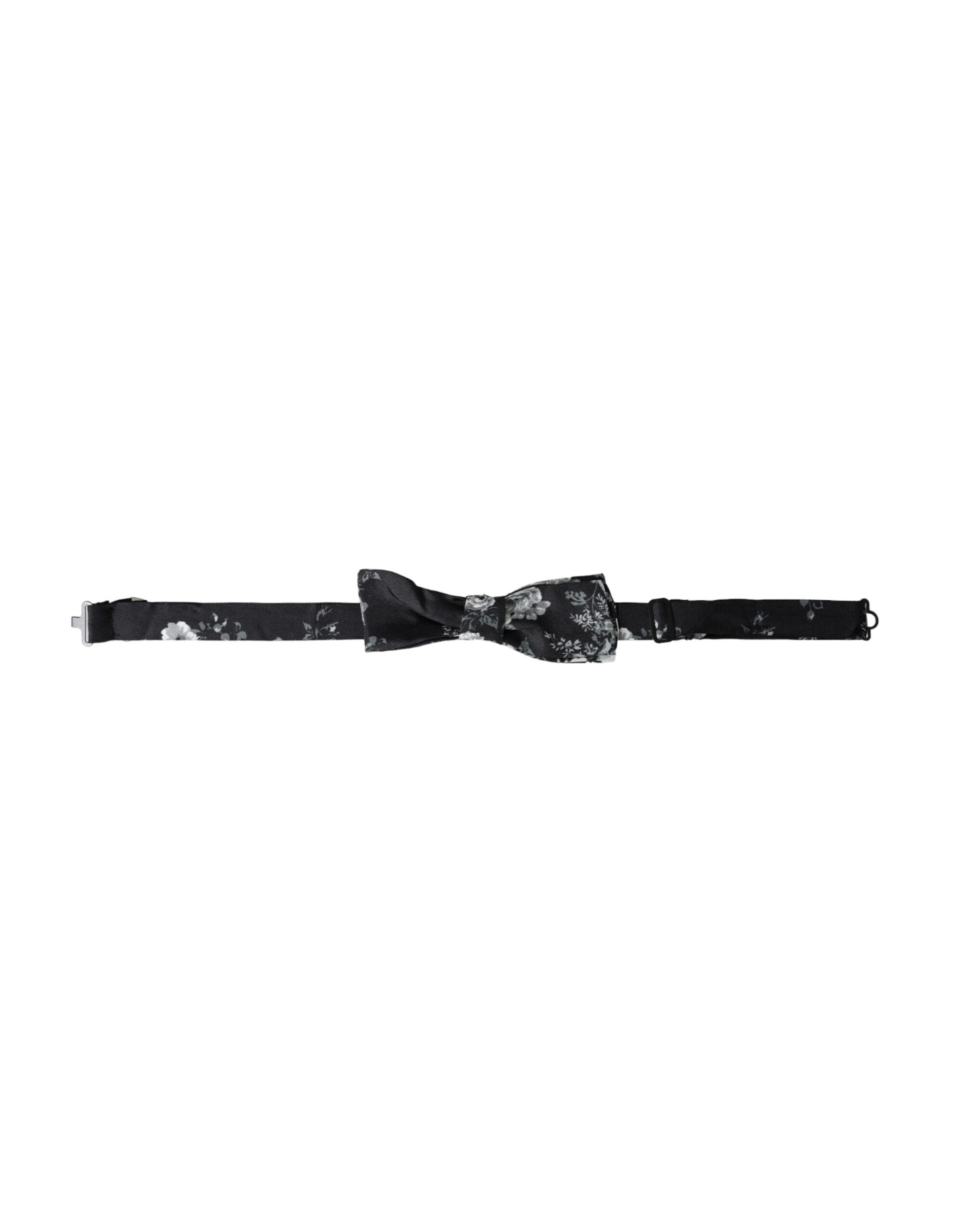 Dolce & Gabbana Black Floral Fantasy Adjustable Neck Men's Bow Tie