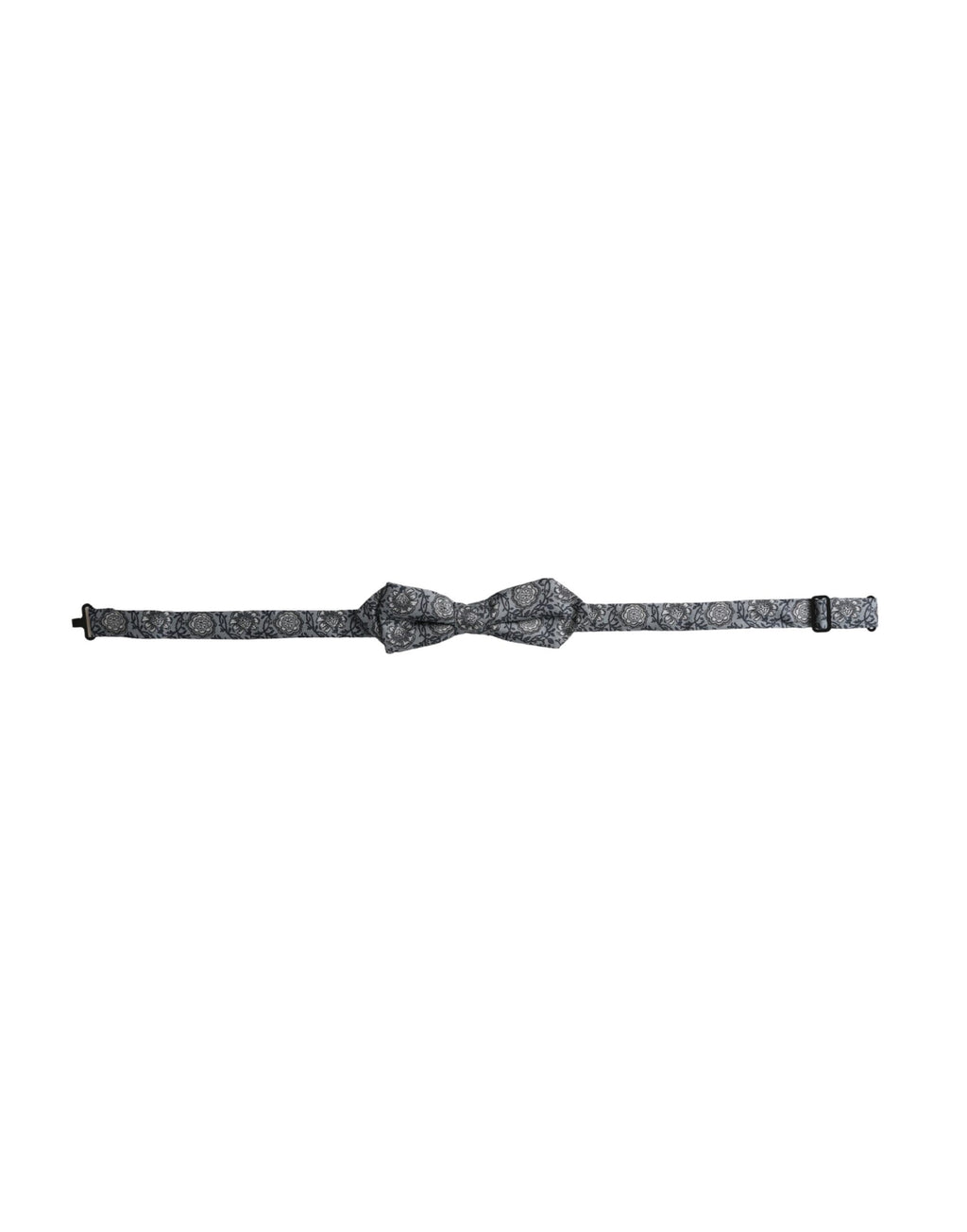 Dolce & Gabbana Gray Silk Patterned Adjustable Neck Men's Bow Tie