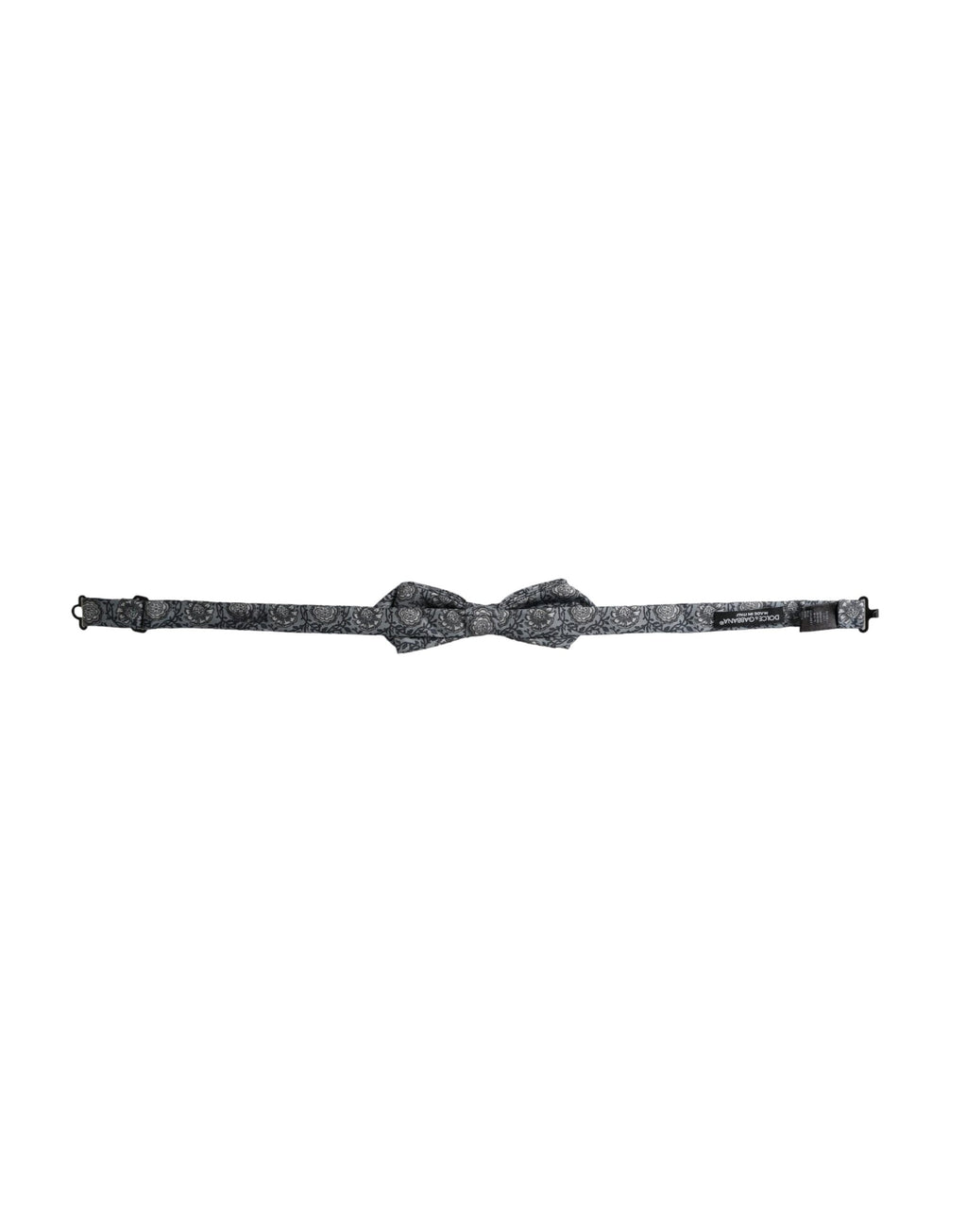 Dolce & Gabbana Gray Silk Patterned Adjustable Neck Men's Bow Tie