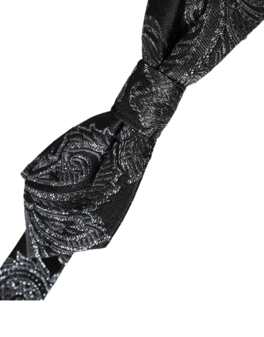 Dolce & Gabbana Black Silk Jacquard Adjustable Neck Men's Bow Tie