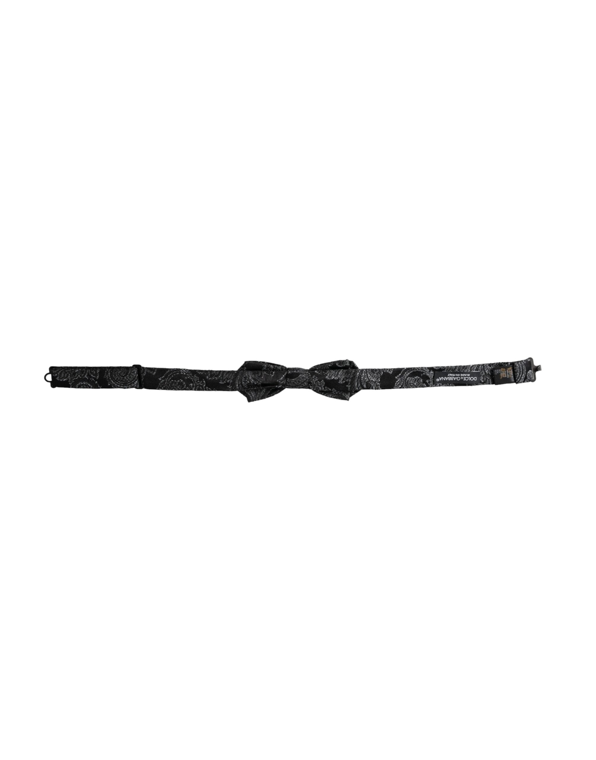 Dolce & Gabbana Black Silk Jacquard Adjustable Neck Men's Bow Tie