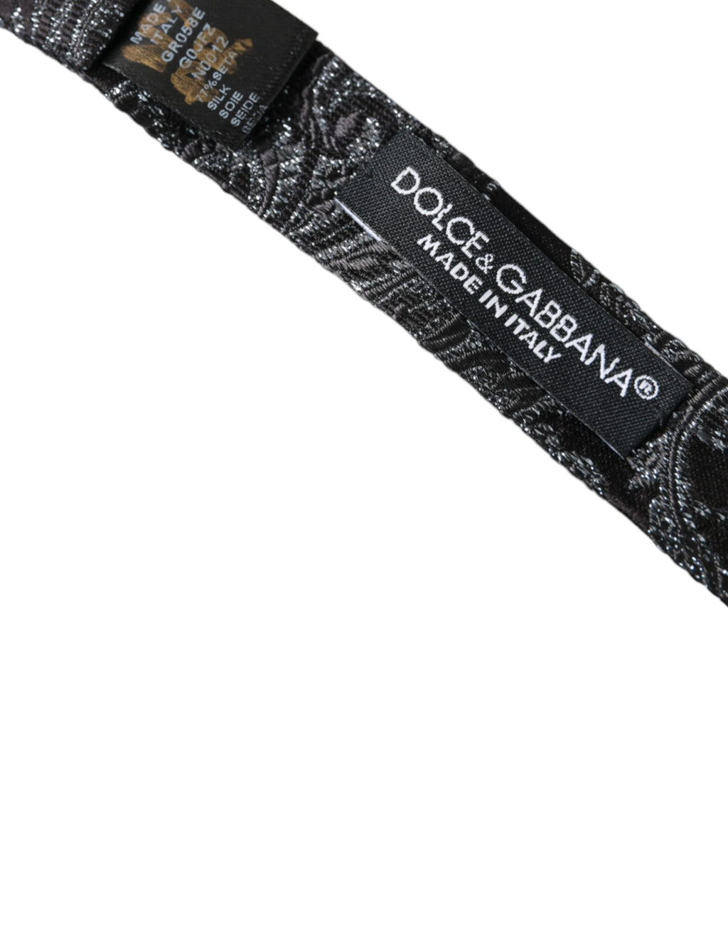 Dolce & Gabbana Black Silk Jacquard Adjustable Neck Men's Bow Tie
