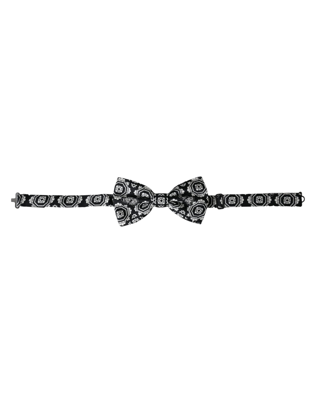 Dolce & Gabbana Black White Printed Adjustable Neck Men's Bow Tie