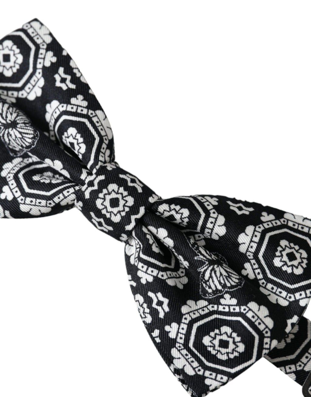 Dolce & Gabbana Black White Printed Adjustable Neck Men's Bow Tie