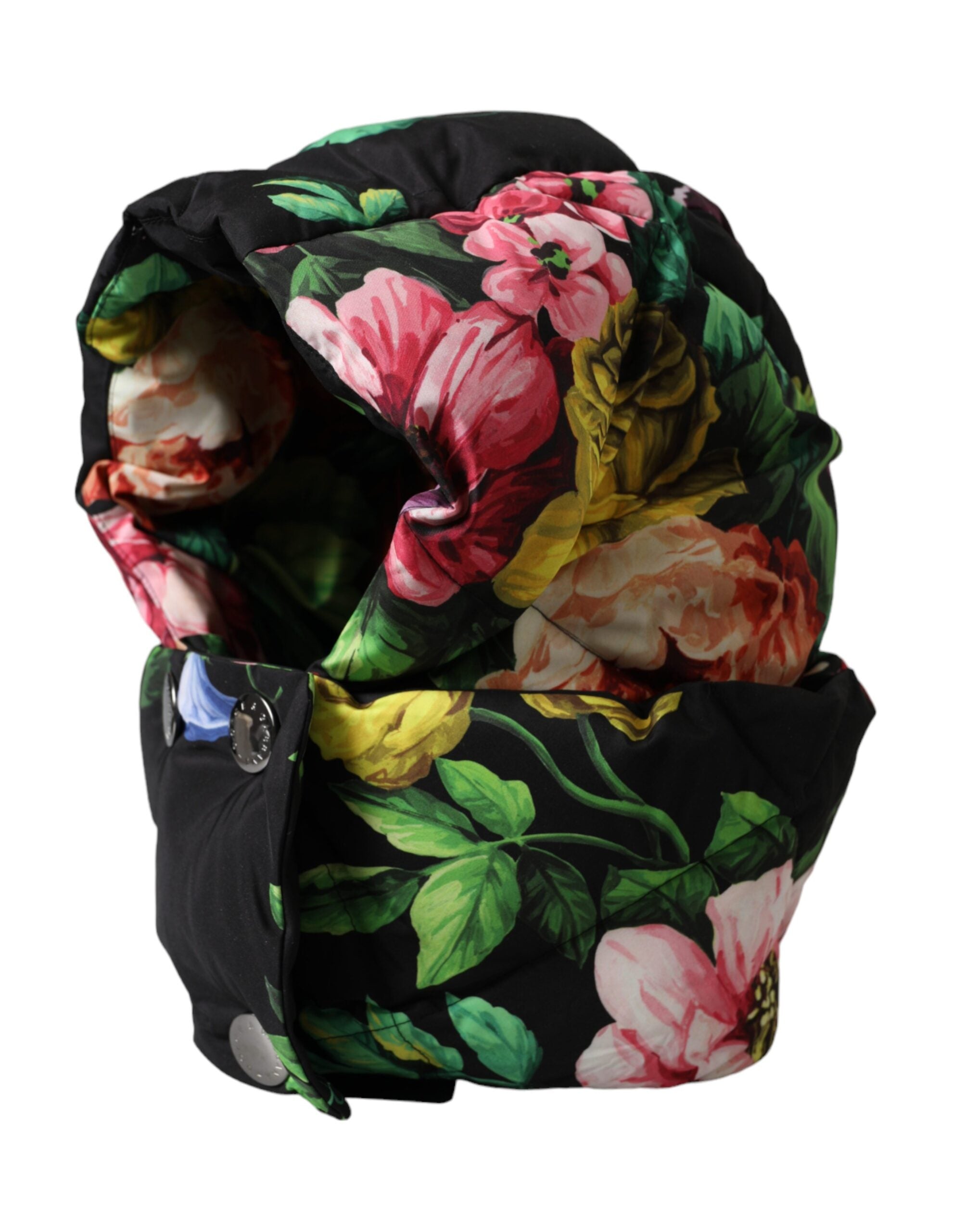 Dolce & Gabbana Black Floral Print Full Head Wrap Hat