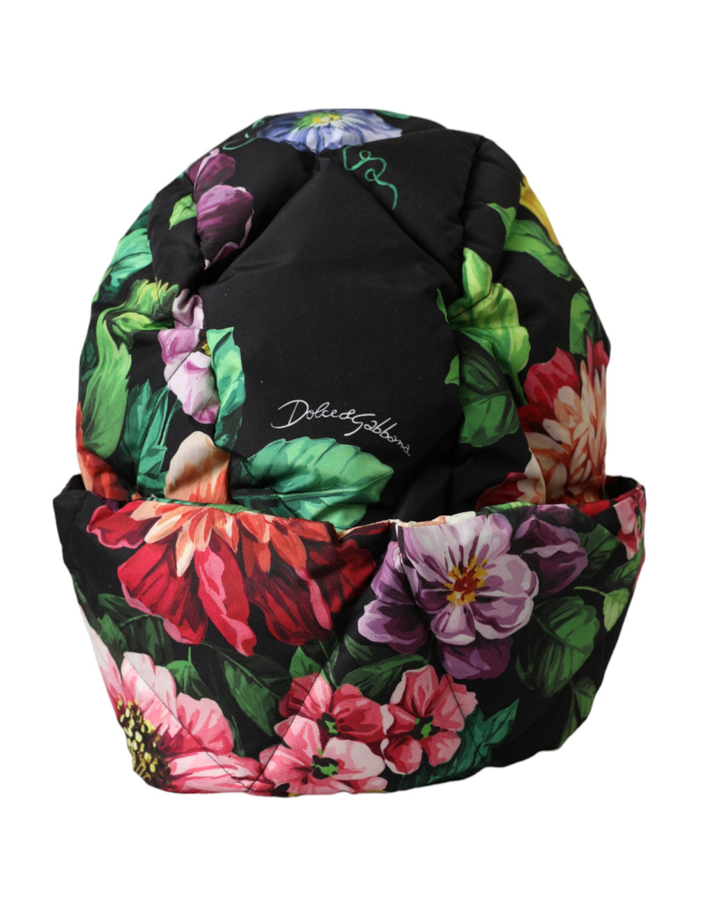 Dolce & Gabbana Black Floral Print Full Head Wrap Hat