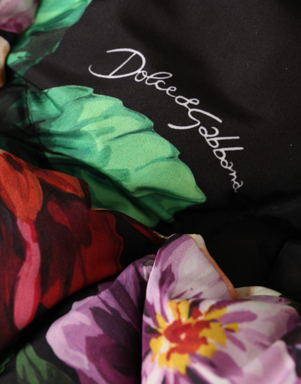Dolce & Gabbana Black Floral Print Full Head Wrap Hat