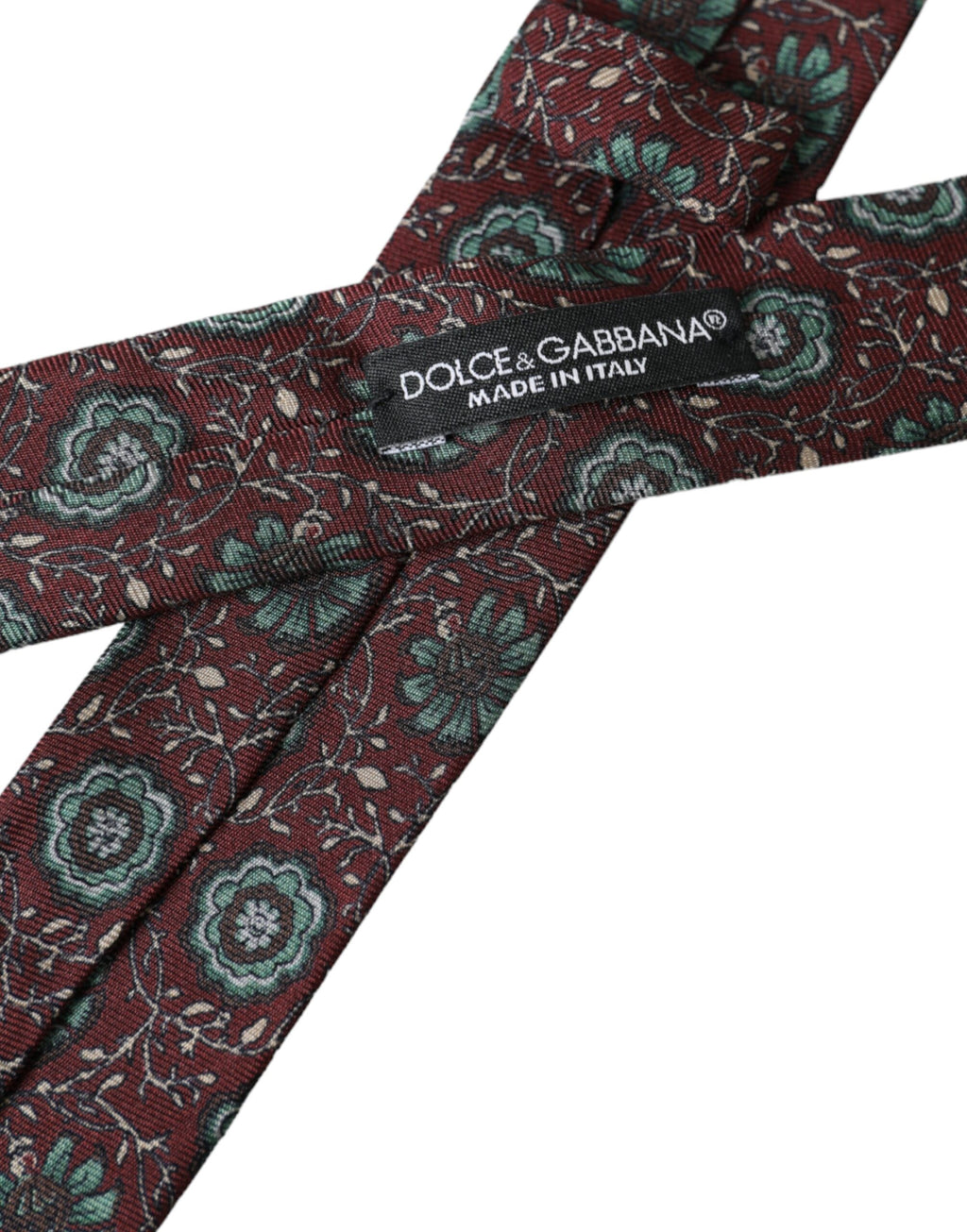 Dolce & Gabbana Maroon Floral 100% Silk Adjustable Men's Tie