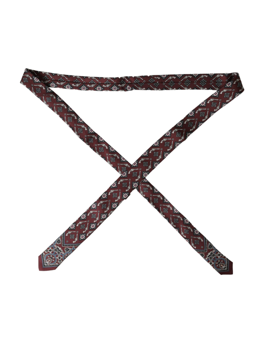 Dolce & Gabbana Bordeaux Bedruckte 100% Seide Verstellbare Herrenkrawatte