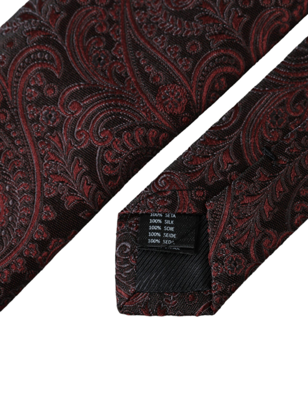 Dolce & Gabbana Bordeaux gemusterte Seidenkrawatte für Männer, verstellbar