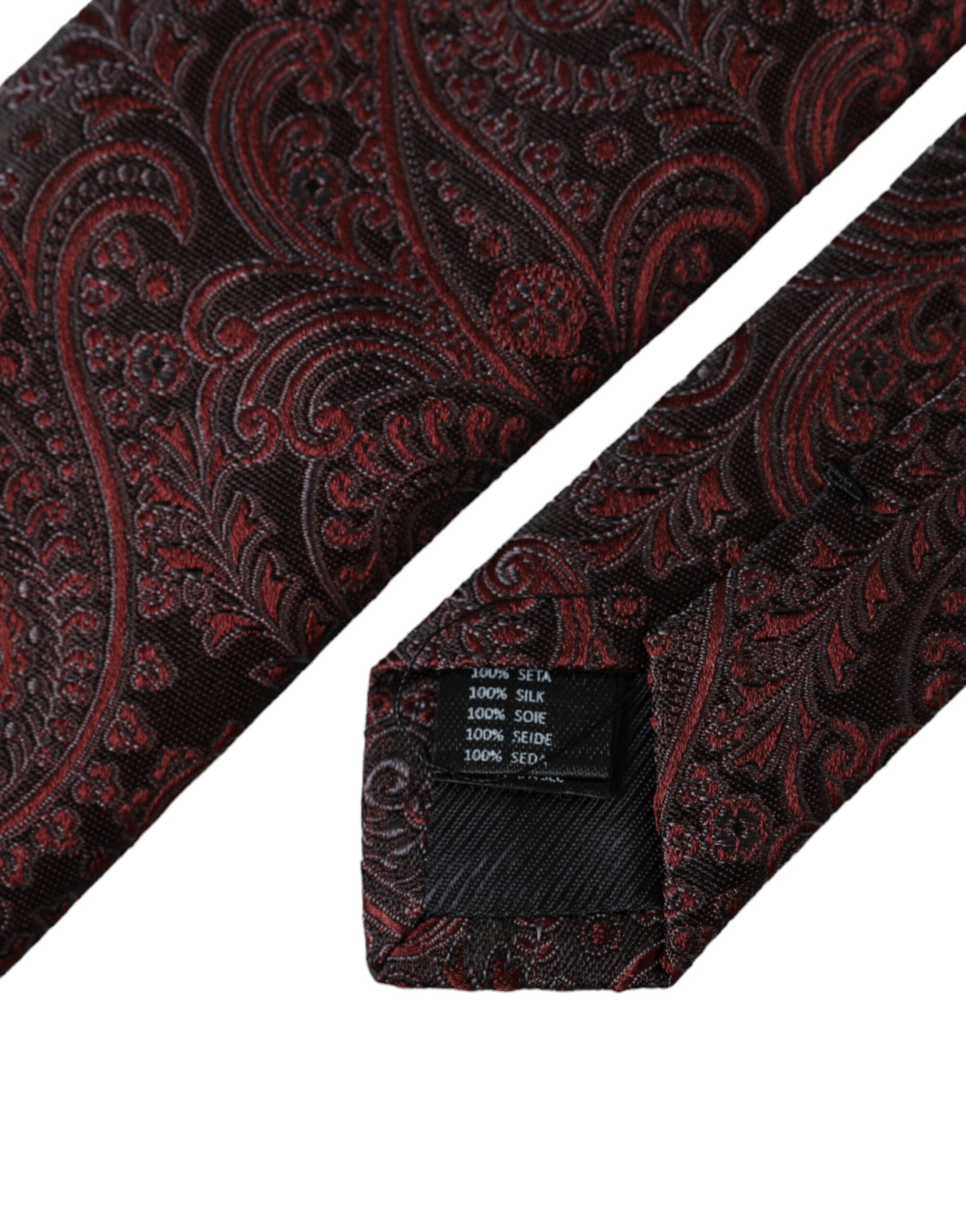 Dolce & Gabbana Bordeaux gemusterte Seidenkrawatte für Männer, verstellbar
