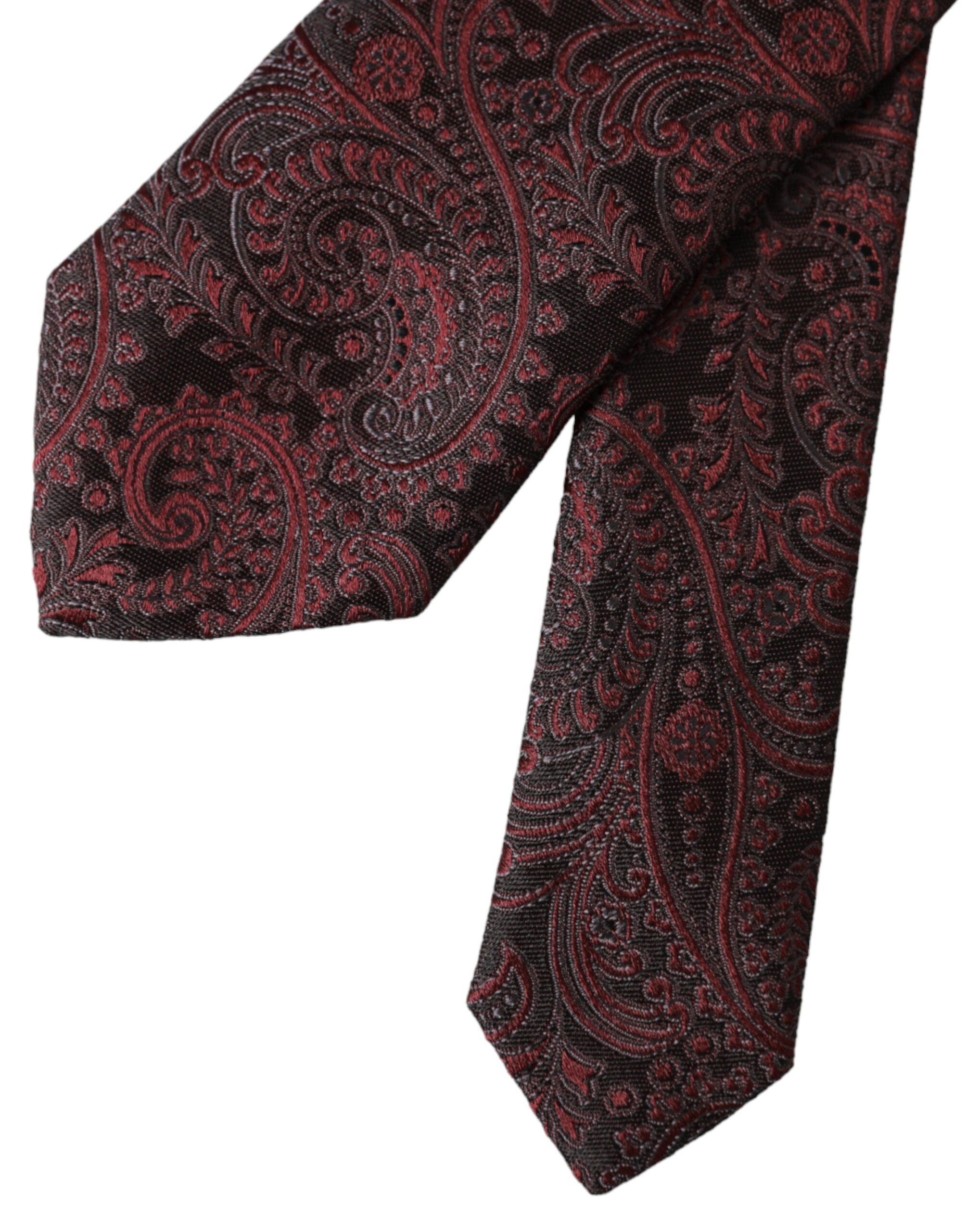 Dolce & Gabbana Bordeaux gemusterte Seidenkrawatte für Männer, verstellbar